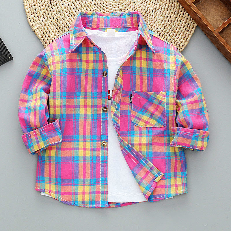 Boys Long Sleeve Plaid Shirt Jacket Spring - Tokcobstore