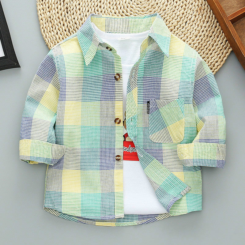 Boys Long Sleeve Plaid Shirt Jacket Spring - Tokcobstore