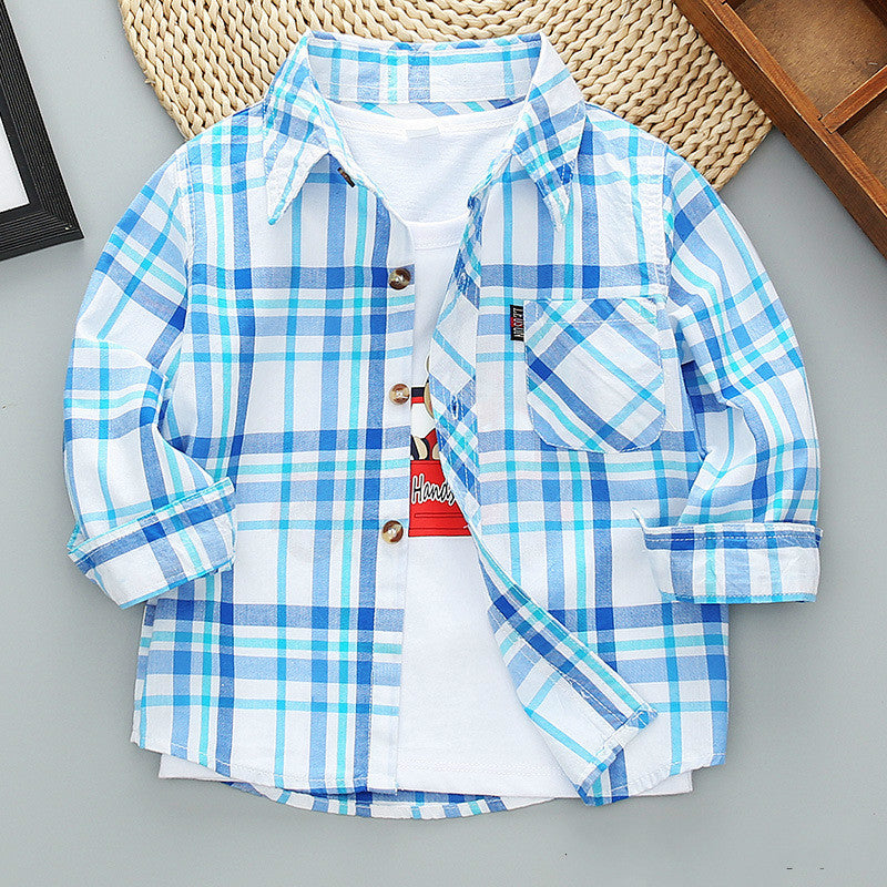 Boys Long Sleeve Plaid Shirt Jacket Spring - Tokcobstore