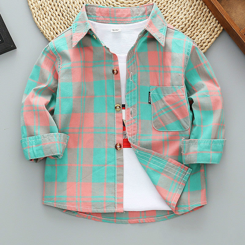 Boys Long Sleeve Plaid Shirt Jacket Spring - Tokcobstore