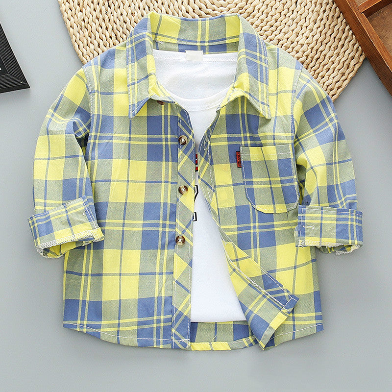 Boys Long Sleeve Plaid Shirt Jacket Spring - Tokcobstore