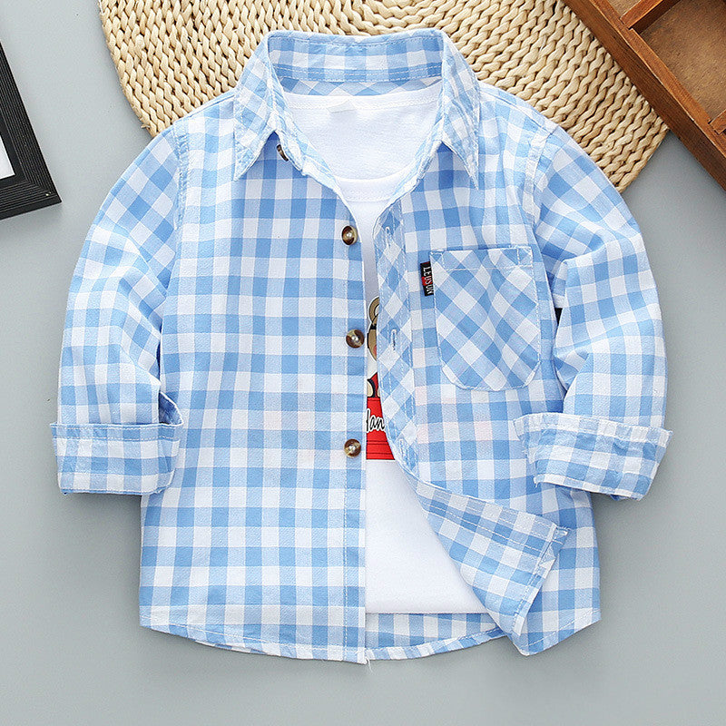 Boys Long Sleeve Plaid Shirt Jacket Spring - Tokcobstore