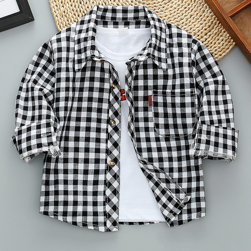 Boys Long Sleeve Plaid Shirt Jacket Spring - Tokcobstore