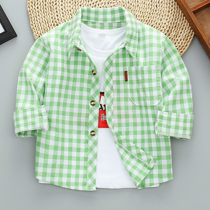 Boys Long Sleeve Plaid Shirt Jacket Spring - Tokcobstore