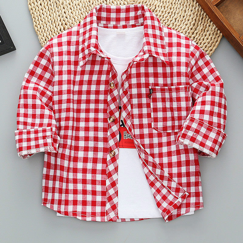 Boys Long Sleeve Plaid Shirt Jacket Spring - Tokcobstore