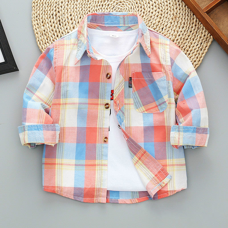 Boys Long Sleeve Plaid Shirt Jacket Spring - Tokcobstore