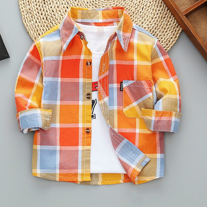 Boys Long Sleeve Plaid Shirt Jacket Spring - Tokcobstore