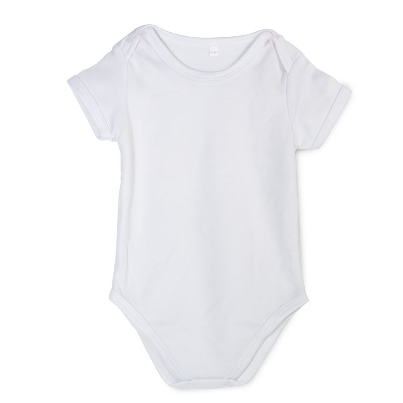 Personalised Christening Day Baby Outfit featuring a plain white short-sleeve baby grow, soft fabric, and comfortable design.