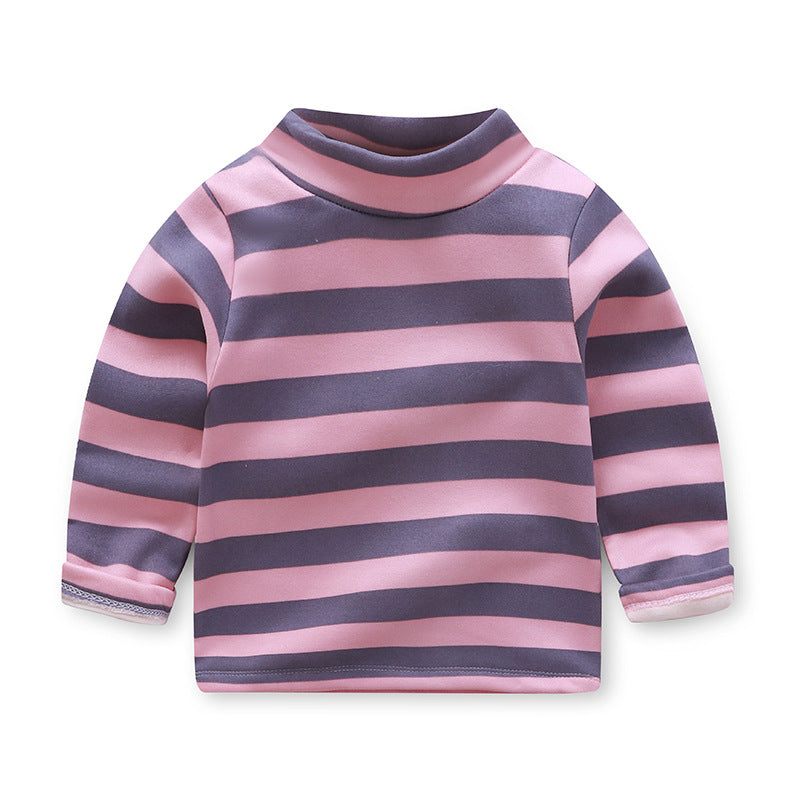 Children's plush warm long-sleeved t-shirt