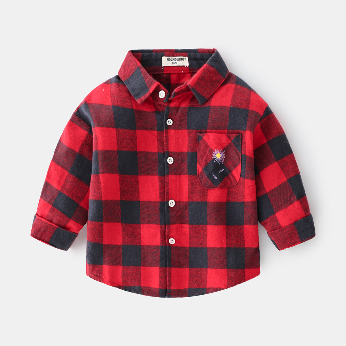 Boys new plaid car lapel long sleeve shirt - Tokcobstore