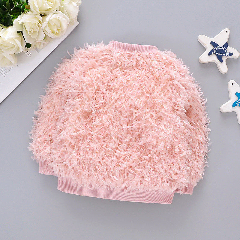 Princess Style Feather Tassel Candy Thickened Children's Sweater