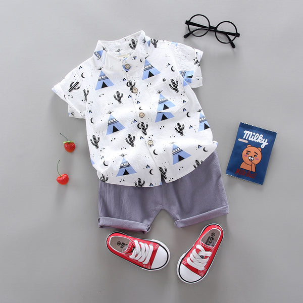 Triangle Short-Sleeve Shirt Suit