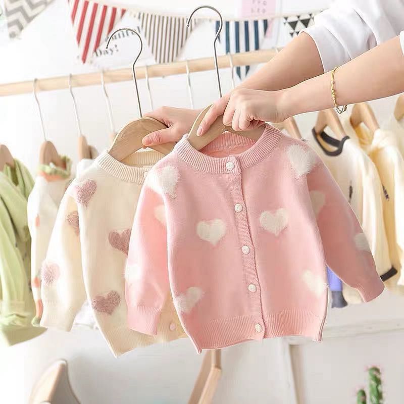 Girls Heart Knit Cardigan - Tokcobstore