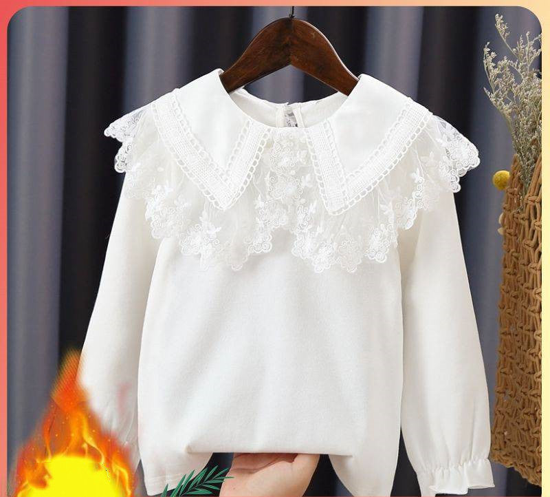 Girls Princess Lace Bottoming Shirt Long Sleeves