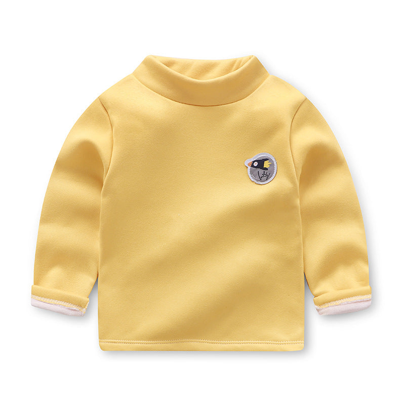 Children's plush warm long-sleeved t-shirt