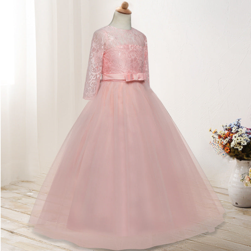 Children's dress long sleeve wedding flower girl skirt - Tokcobstore