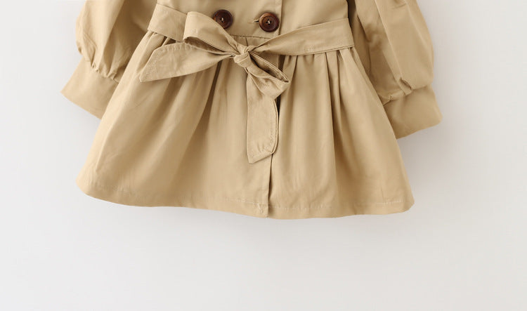Double-breasted button trench coat belt trench coat skirt - Tokcobstore