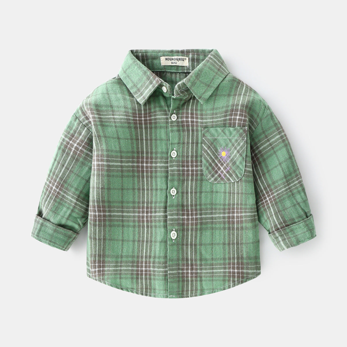 Boys new plaid car lapel long sleeve shirt - Tokcobstore