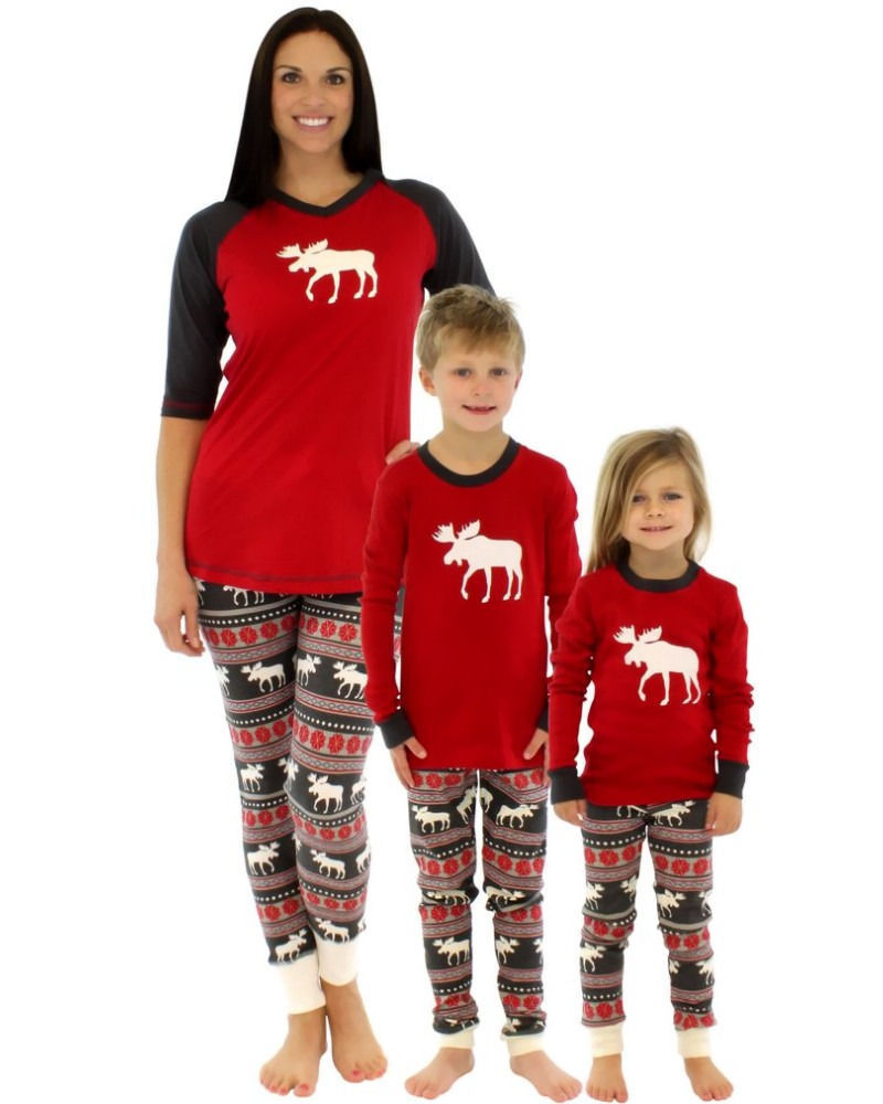 Christmas elk print family pajamas