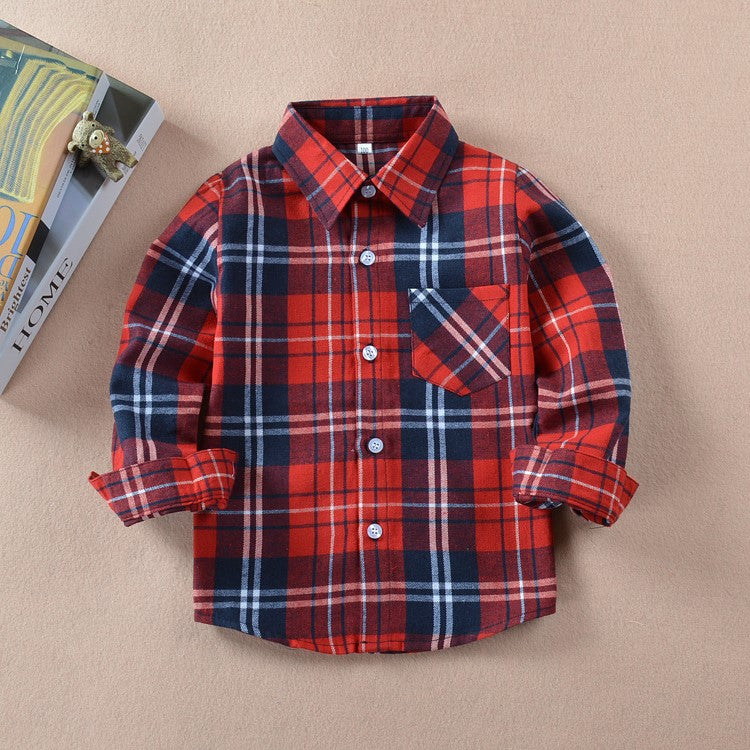 Children's plaid shirt boys and girls children's cotton shirt