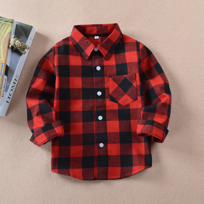 Children's plaid shirt boys and girls children's cotton shirt