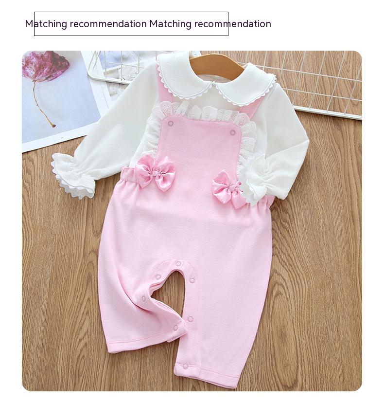 Baby Fleece-lined Long-sleeved Bottoming Shirt Lace Doll Collar Beige T-shirt Autumn And Winter