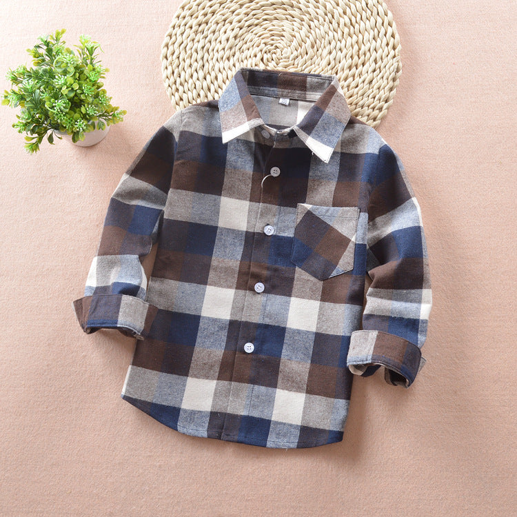 Children's plaid shirt boys and girls children's cotton shirt