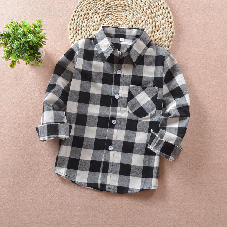 Children's plaid shirt boys and girls children's cotton shirt