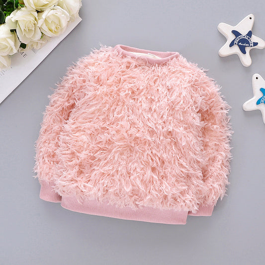 Princess Style Feather Tassel Candy Thickened Children's Sweater