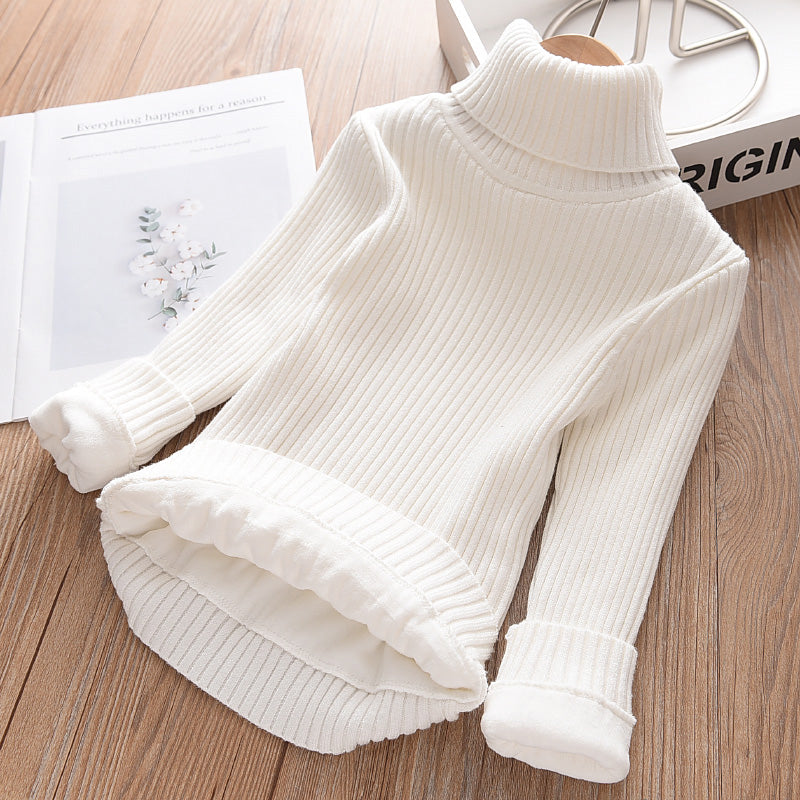 Boys' Slim Knit High Collar Plush