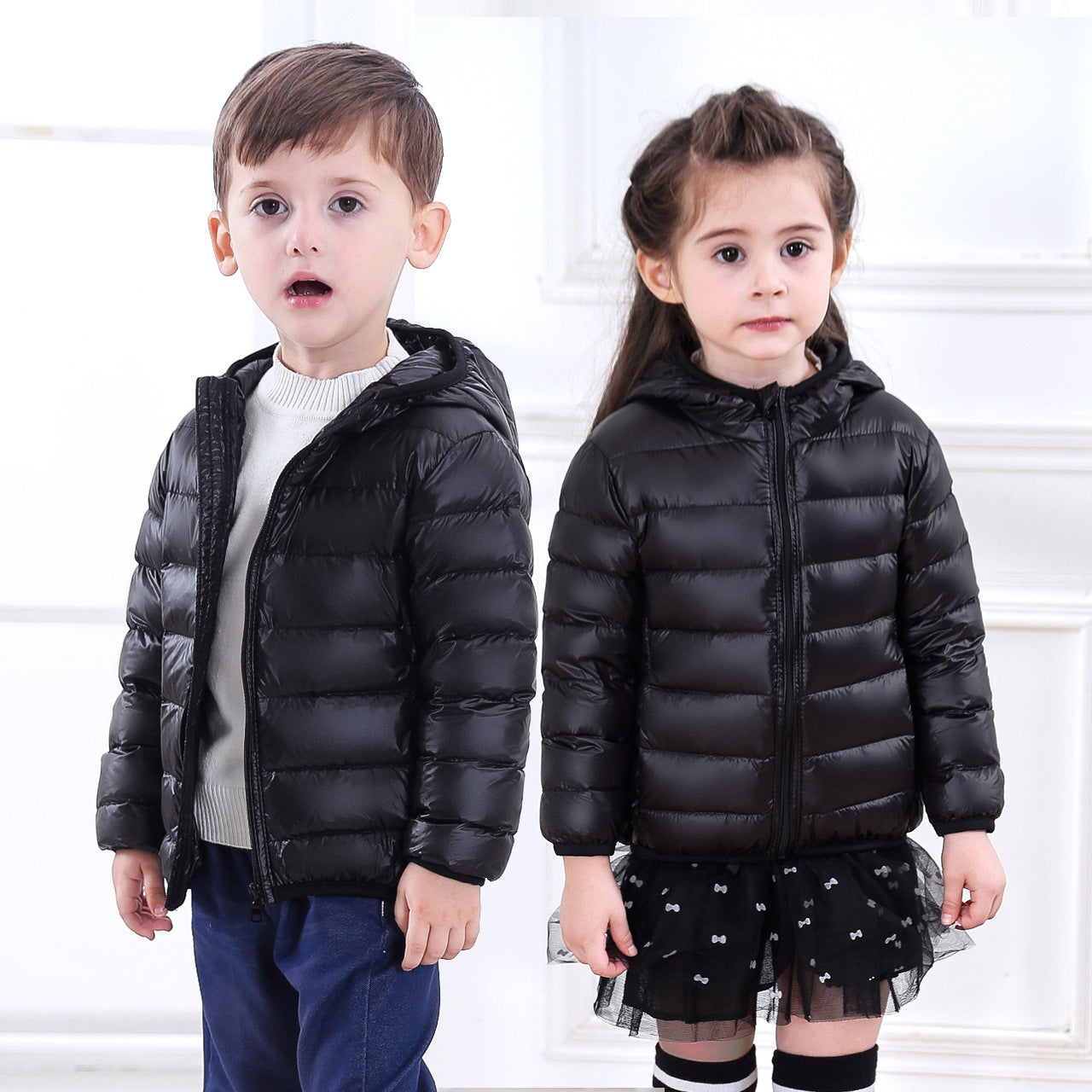 Children's Down Jacket Lightweight Medium And Large Children's Feather Short Hooded Jacket