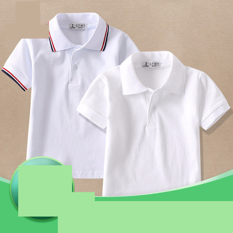 Childrens White Lapel T Shirt