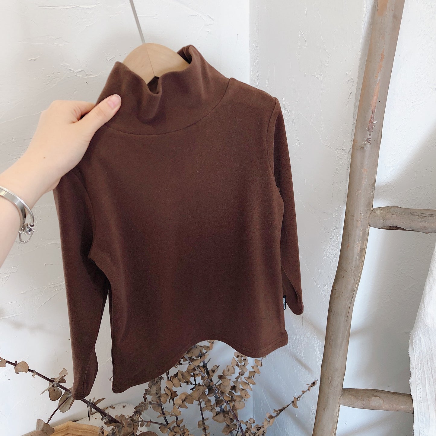 Long-sleeved High-necked Warm Solid Color Inner Top