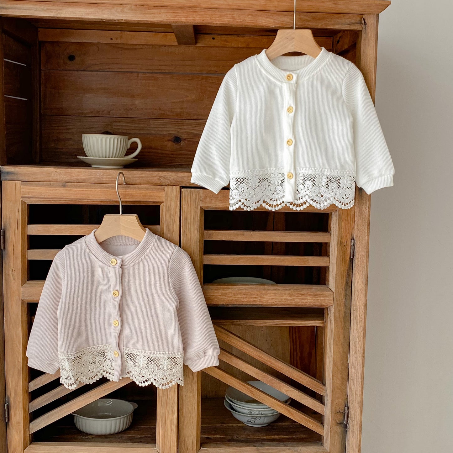 Autumn Baby Round Neck Lace Long-sleeved Jacket Knitted Cardigan - Tokcobstore