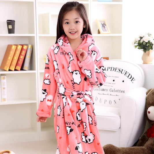 Plus velvet long sleeve children bathrobe - Tokcobstore