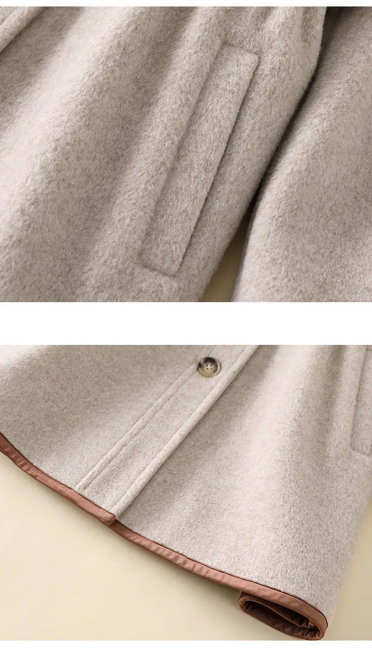 Older Children's Solid Color Woolen Coat, British Fashion Mid-length Coat, Waist Thickened - Tokcobstore