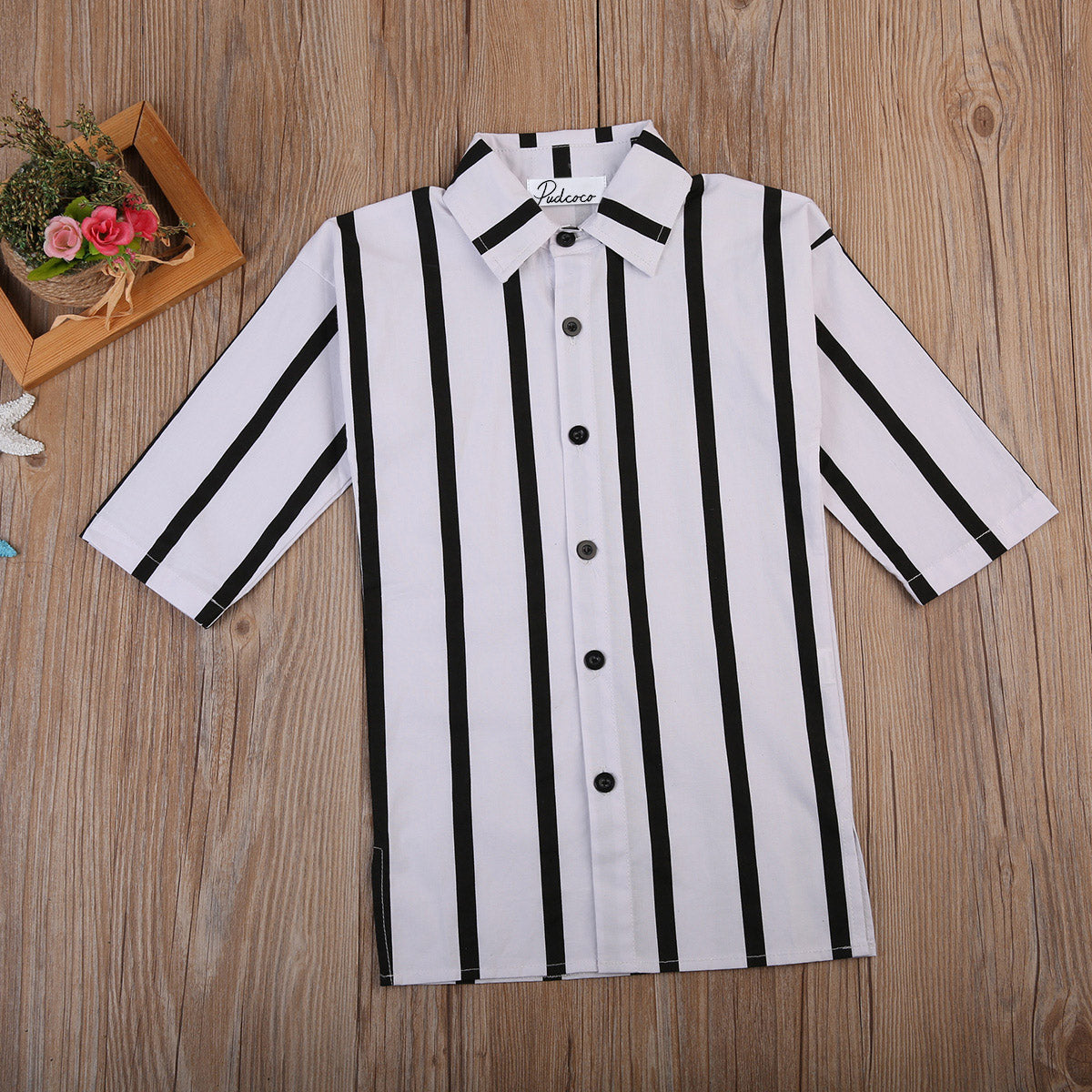Black and white vertical stripe shirt - Tokcobstore