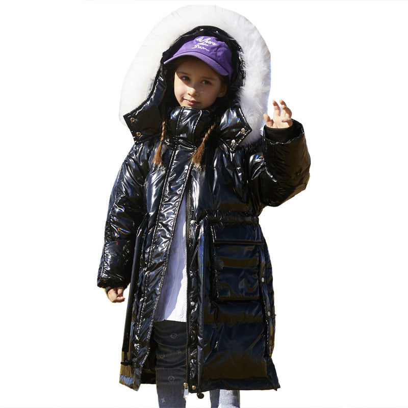 Girls' Fashion Simple Mid-length Thick Coat