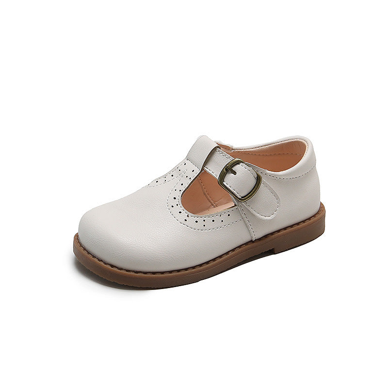 Children's British Style Leather Shoes, Soft-soled Velcro, Girls Princess Shoes