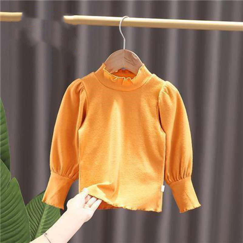 Girls Stand Collar Long Sleeve Puff Sleeves