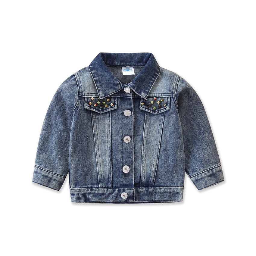 Girls' Denim Jacket Children's Western Style All Match - Tokcobstore
