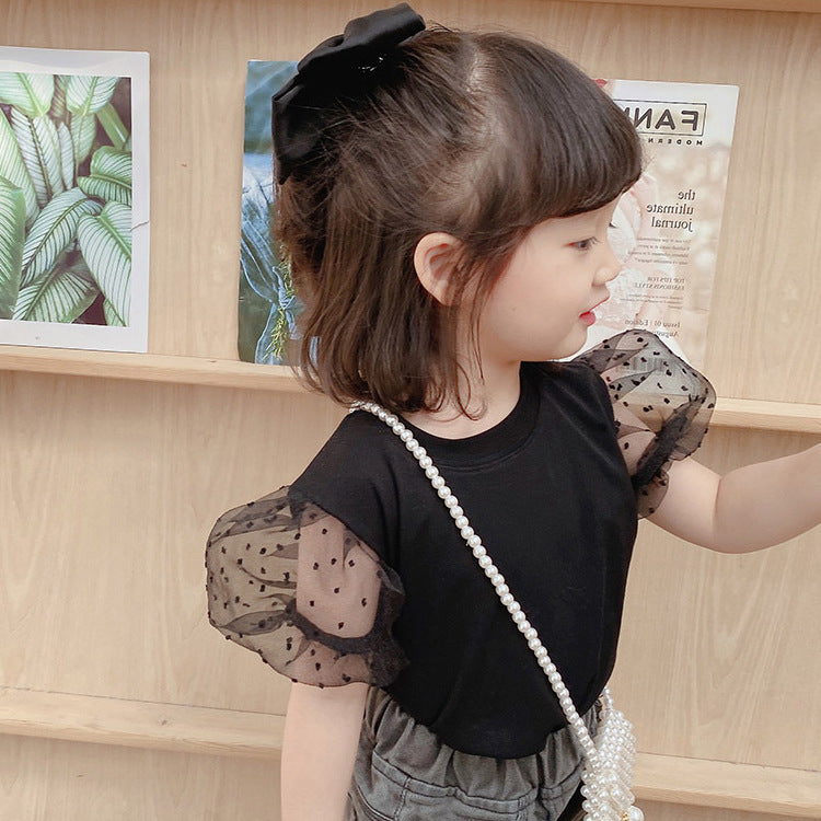 Wave Dot  Children's Trumpet Sleeve Top Bottoming Shirt - Tokcobstore