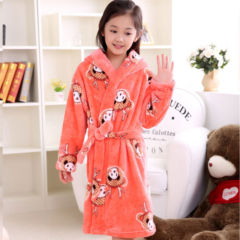 Plus velvet long sleeve children bathrobe - Tokcobstore