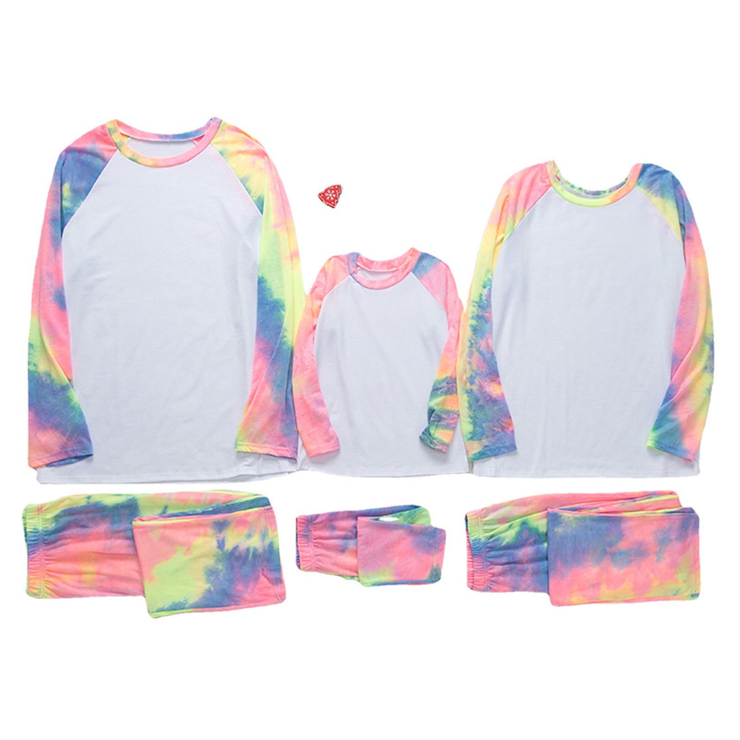 Christmas Tie-dye Printed Long-sleeved Pajamas Two-piece Parent-child Set