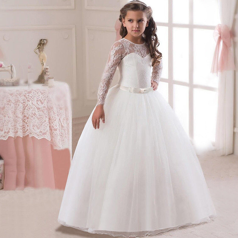 Kids Long Flower Girl Dress Dress - Tokcobstore