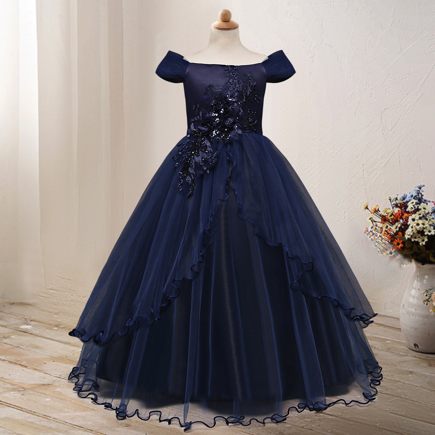 One-shoulder Princess Flower Dress Costume - Tokcobstore