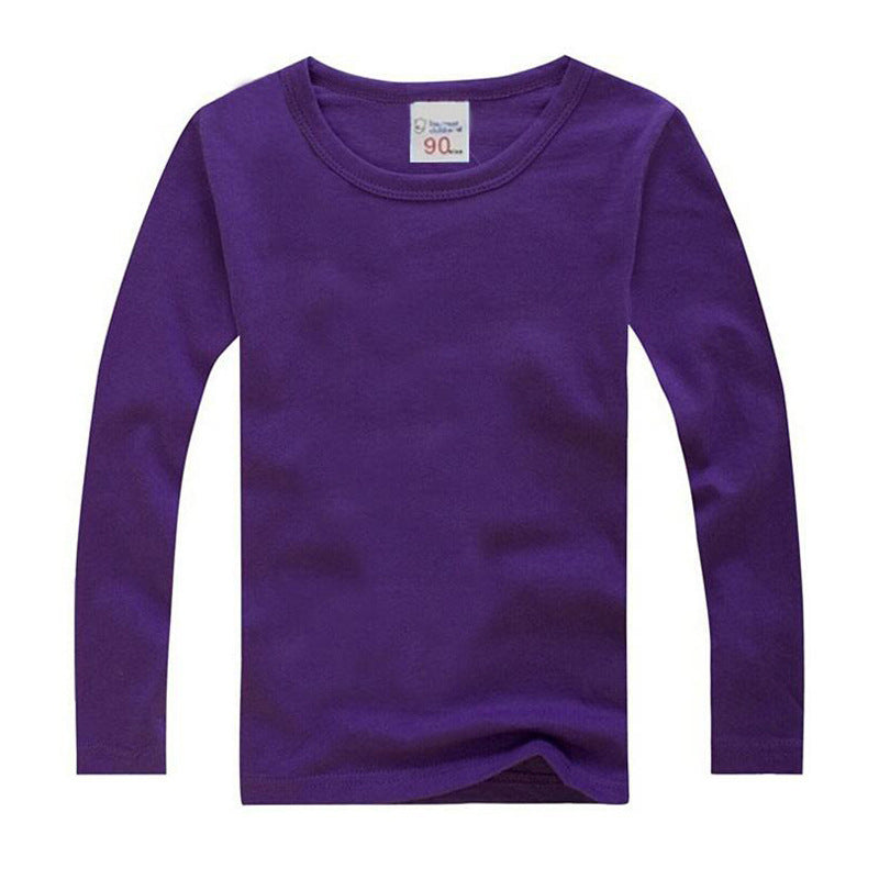 Autumn Children's Round Neck Solid Color Long-sleeved T-shirt