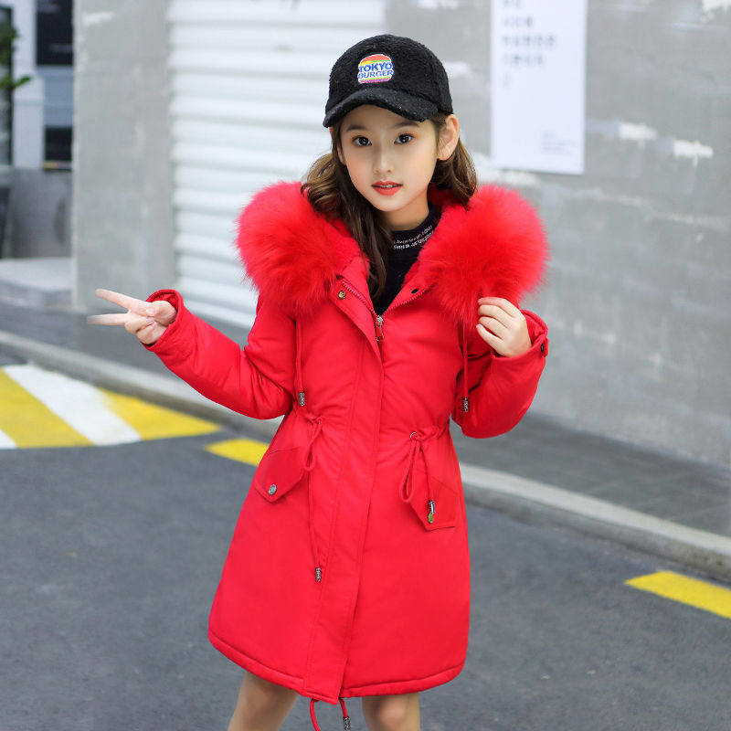 Middle And Large Children's Cotton Coats In The Long Style With Velvet Liner - Tokcobstore
