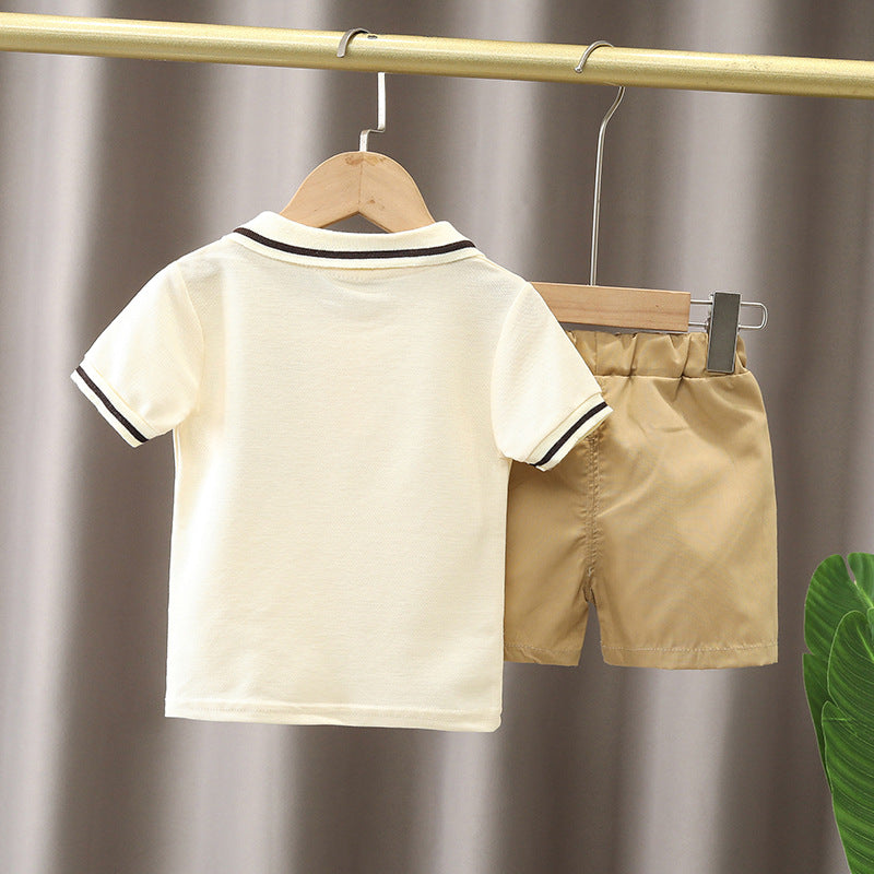 Boys Summer Suit Summer New Children's Boys' Fashion Short-sleeved Cartoon Shirt Two-piece Set - Tokcobstore