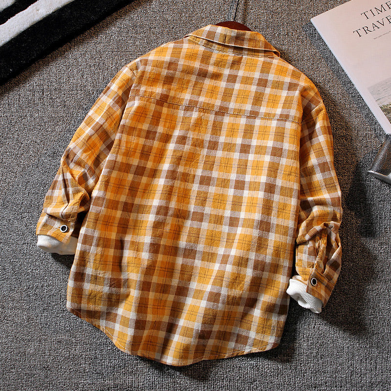 Boys' Long-sleeved Plaid Shirt Casual Trendy And Handsome - Tokcobstore